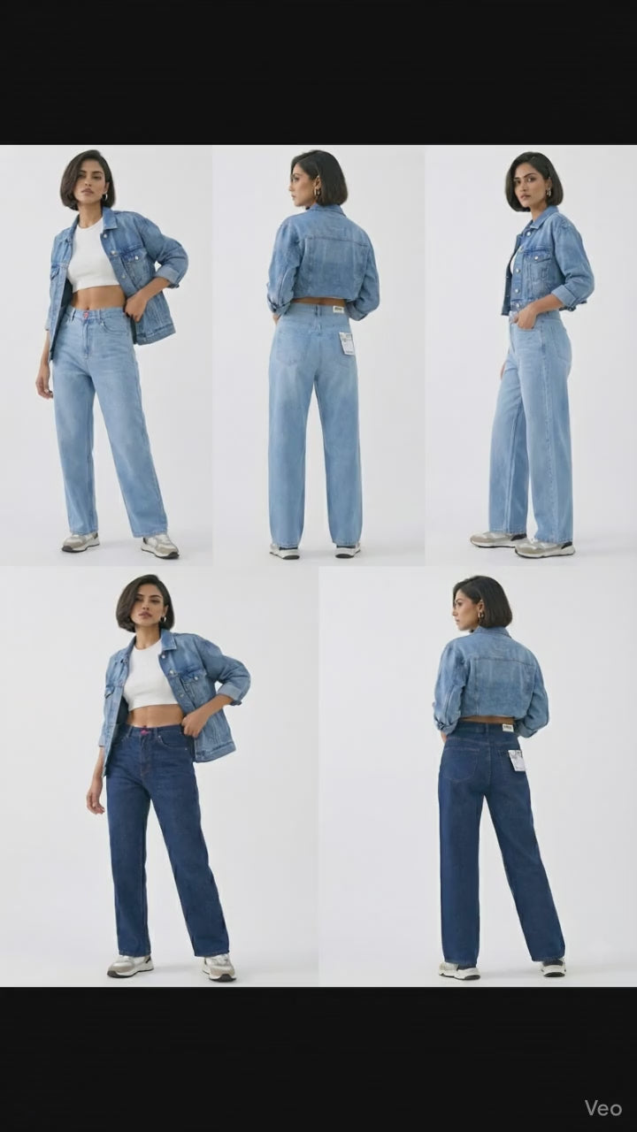 Premium Straight Fit Jeans Combo | Midnight Light & Dark Blue | Pack of 2